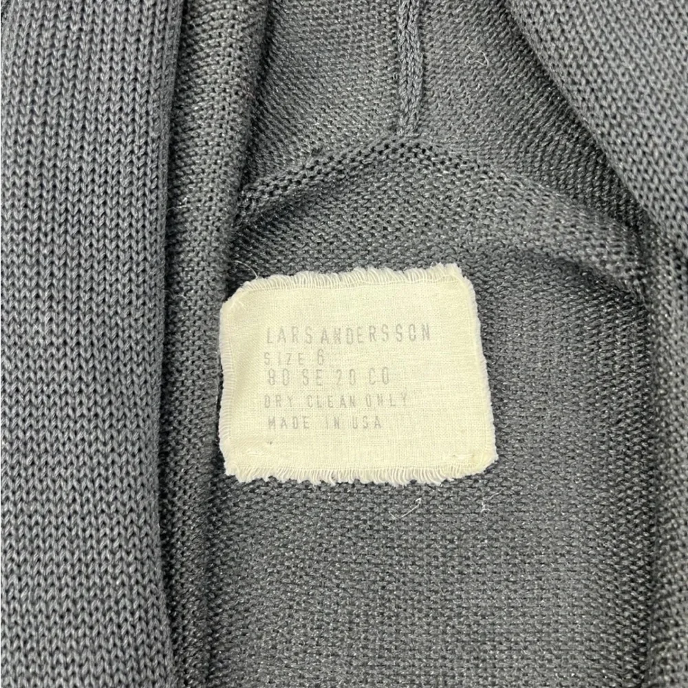 Lars Andersson Cardigan Women's 6 L Black Open Knit Long Sleeve Hooded, USA Made - Picture 3 of 8